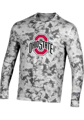 Champion Ohio State Buckeyes Grey Crush Tie Dye Long Sleeve T Shirt