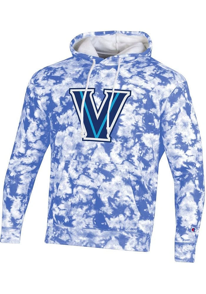 Champion Villanova Wildcats Mens Blue Crush Tie Dye Long Sleeve Hoodie