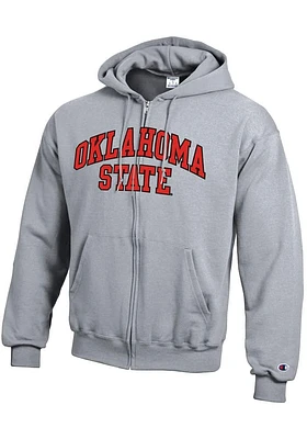 Champion Oklahoma State Cowboys Mens Grey Powerblend Twill Long Sleeve Full Zip Jacket