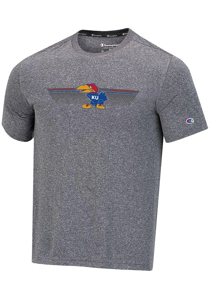 Champion Kansas Jayhawks Grey Logo Stadium Heathered Impact Short Sleeve T Shirt