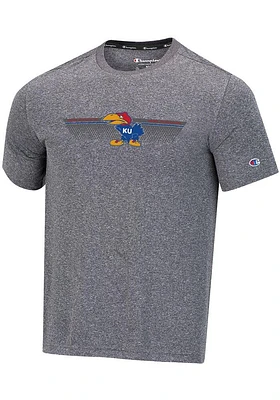 Champion Kansas Jayhawks Grey Logo Stadium Heathered Impact Short Sleeve T Shirt