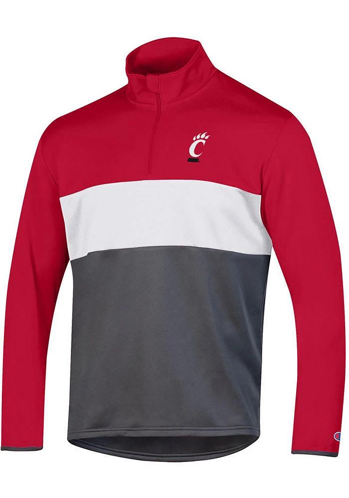 Champion Cincinnati Bearcats Mens Red Stadium Athletic Fleece Long Sleeve Qtr Zip Pullover