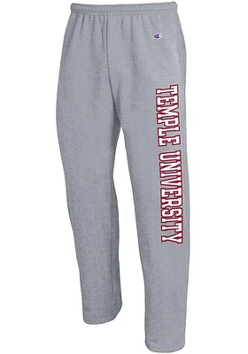 Champion Temple Owls Mens Grey Open Bottom Sweatpants