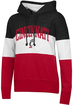 Champion Cincinnati Bearcats Womens Red Colorblock Logo Hooded Sweatshirt