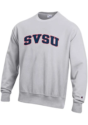 Champion Saginaw Valley State Cardinals Mens Grey Reverse Weave Long Sleeve Crew Sweatshirt