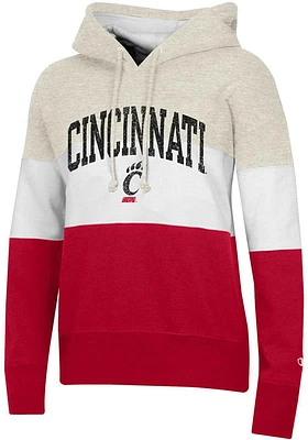 Champion Cincinnati Bearcats Womens White Colorblock Applique Logo Hooded Sweatshirt