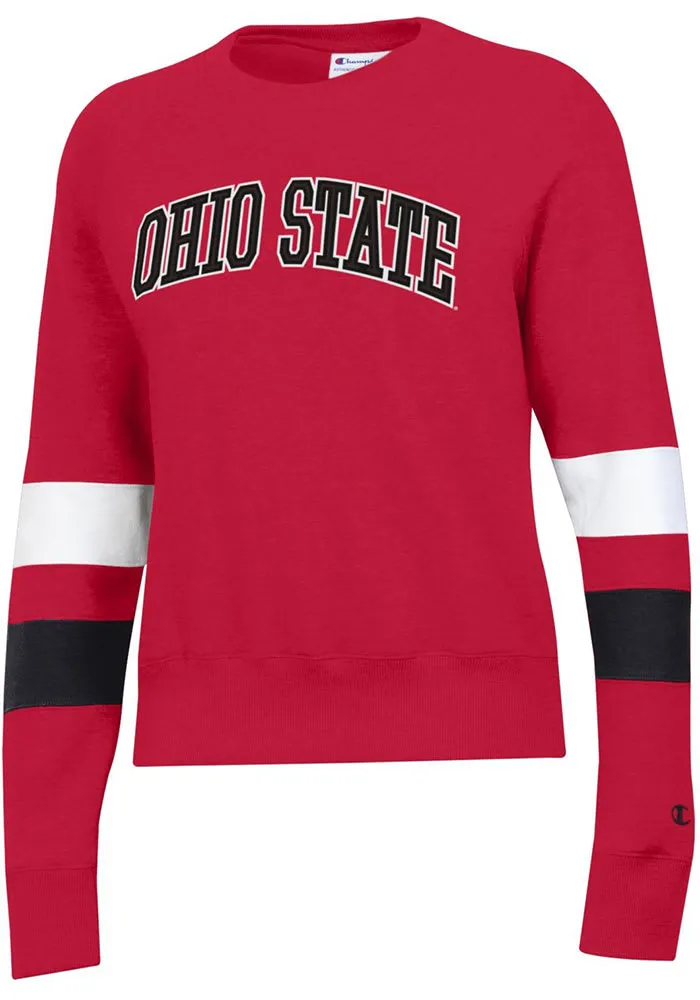 Champion Ohio State Buckeyes Womens Sleeve Blocked Crew Sweatshirt