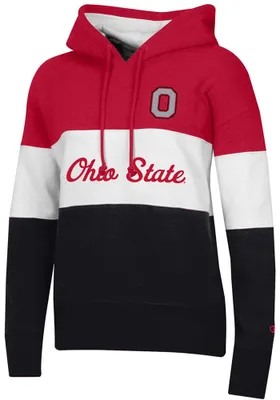 Champion Ohio State Buckeyes Womens Red Colorblock Style Hooded Sweatshirt