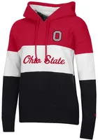 Champion Ohio State Buckeyes Womens Red Colorblock Style Hooded Sweatshirt