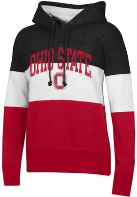 Champion Ohio State Buckeyes Womens Red Colorblock Hooded Sweatshirt