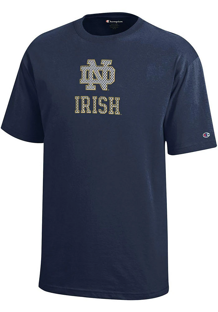 Champion Notre Dame Fighting Irish Youth Navy Blue Primary Logo Graphic Short Sleeve T-Shirt