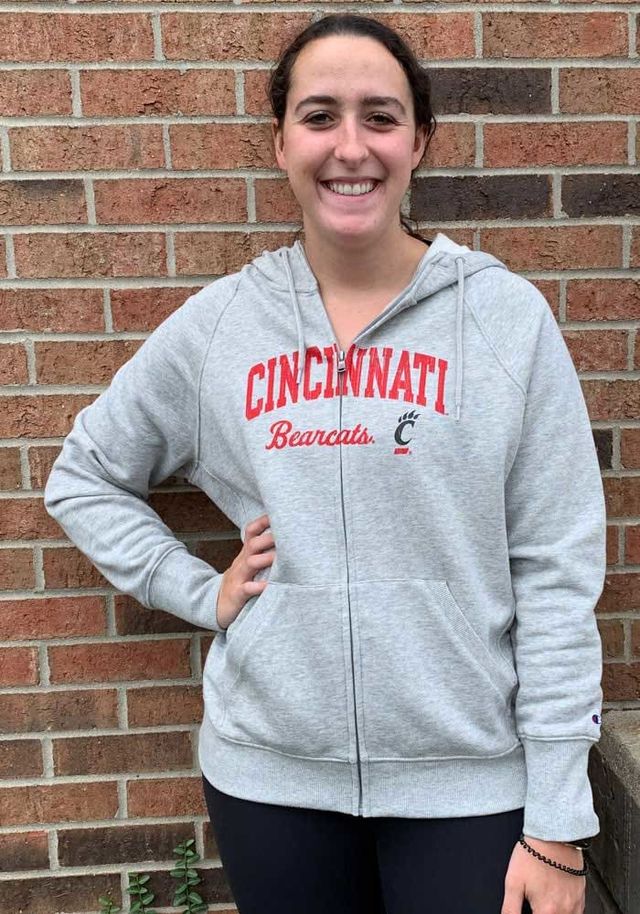 Champion Cincinnati Bearcats Womens Grey University 2.0 Long Sleeve Full Zip Jacket