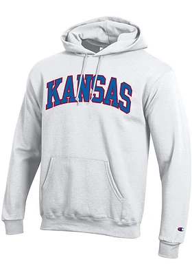Champion Kansas Jayhawks Mens White Arch Twill Long Sleeve Hoodie