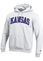 Champion Kansas Jayhawks Mens White Arch Twill Long Sleeve Hoodie