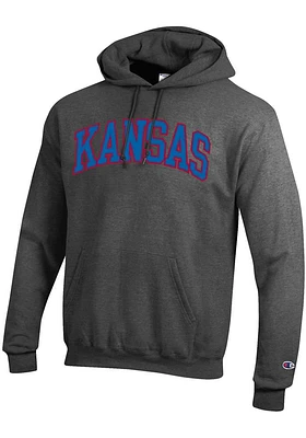 Champion Kansas Jayhawks Mens Charcoal Arch Twill Long Sleeve Hoodie