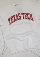 Champion Texas Tech Red Raiders Mens White Arch Name Long Sleeve Crew Sweatshirt