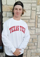 Champion Texas Tech Red Raiders Mens White Arch Name Long Sleeve Crew Sweatshirt