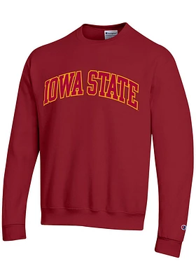 Champion Iowa State Cyclones Mens Cardinal Powerblend Twill Long Sleeve Crew Sweatshirt