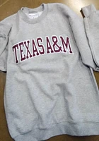 Champion Texas A&M Aggies Mens Grey Arch Twill Powerblend Long Sleeve Crew Sweatshirt