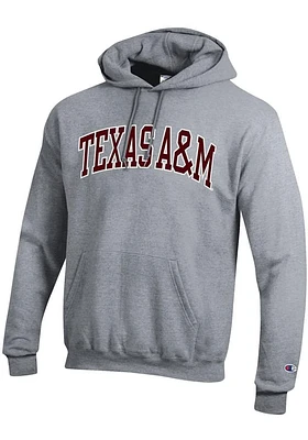 Champion Texas A&M Aggies Mens Grey Arch Twill Powerblend Long Sleeve Hoodie