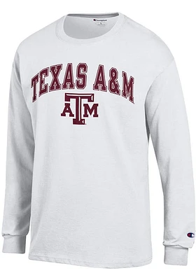 Champion Texas A&M Aggies White Arch Mascot Long Sleeve T Shirt