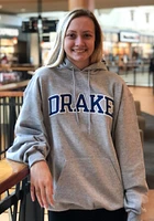 Champion Drake Bulldogs Mens Grey Twill Powerblend Long Sleeve Hoodie