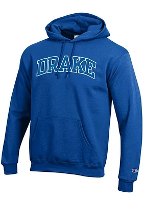 Champion Drake Bulldogs Mens Blue Twill Powerblend Long Sleeve Hoodie