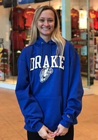 Champion Drake Bulldogs Mens Blue Arch Mascot Long Sleeve Hoodie