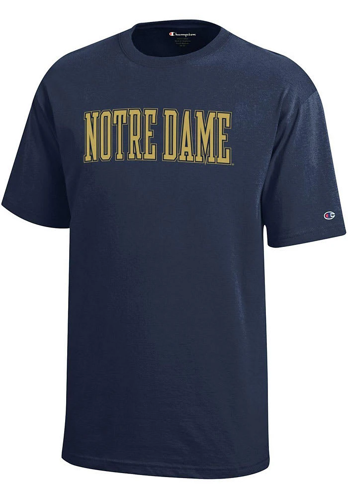 Champion Notre Dame Fighting Irish Youth Navy Blue Wordmark Short Sleeve T-Shirt