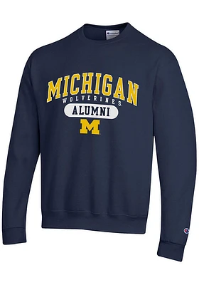 Champion Michigan Wolverines Mens Blue ALUMNI PILL Long Sleeve Crew Sweatshirt