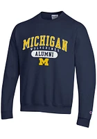Champion Michigan Wolverines Mens Blue ALUMNI PILL Long Sleeve Crew Sweatshirt
