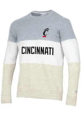 Champion Cincinnati Bearcats Mens Grey Blocked Long Sleeve Crew Sweatshirt