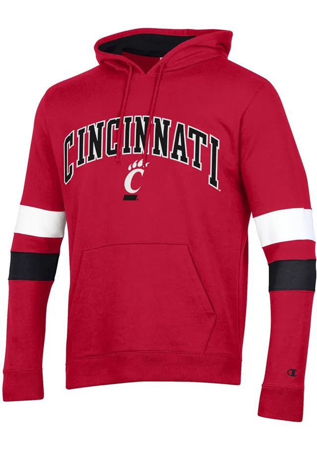 Champion Cincinnati Bearcats Mens Red Blocked Sleeve Long Hoodie