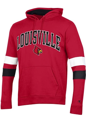Champion Louisville Cardinals Mens Red Blocked Sleeve Long Hoodie