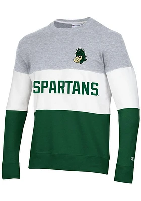 Champion Michigan State Spartans Mens Blocked Long Sleeve Crew Sweatshirt
