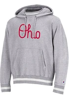 Champion Ohio State Buckeyes Mens Grey Vintage Wash Reverse Weave Long Sleeve Hoodie