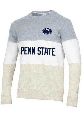Champion Penn State Nittany Lions Mens Grey Blocked Long Sleeve Crew Sweatshirt