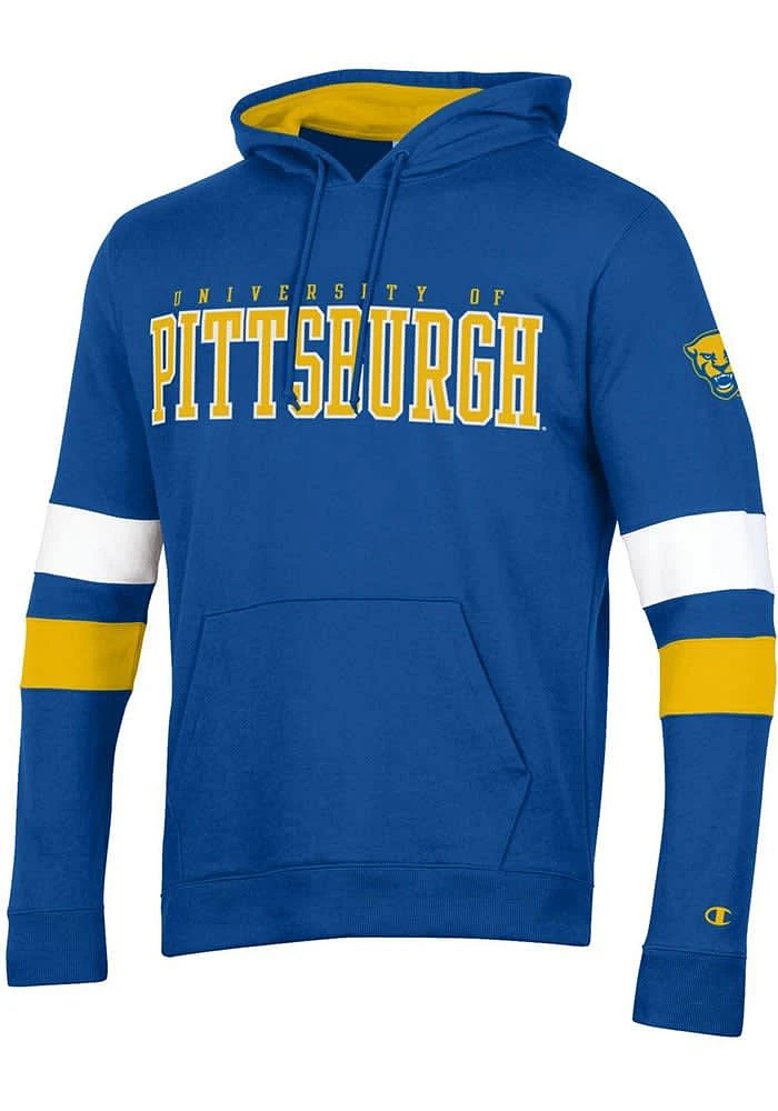 Champion Pitt Panthers Mens Blue Blocked Sleeve Long Hoodie