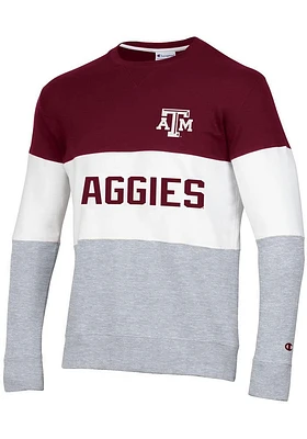 Champion Texas A&M Aggies Mens Maroon Blocked Long Sleeve Crew Sweatshirt
