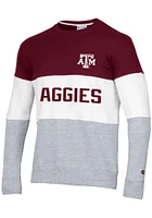 Champion Texas A&M Aggies Mens Maroon Blocked Long Sleeve Crew Sweatshirt