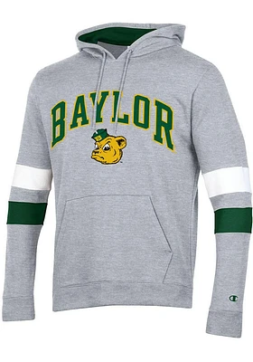 Champion Baylor Bears Mens Grey Blocked Sleeve Long Hoodie