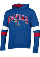 Champion Kansas Jayhawks Mens Blue Blocked Sleeve Long Hoodie