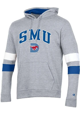 Champion SMU Mustangs Mens Grey Blocked Sleeve Long Hoodie