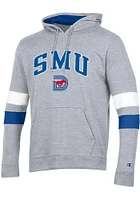 Champion SMU Mustangs Mens Grey Blocked Sleeve Long Hoodie