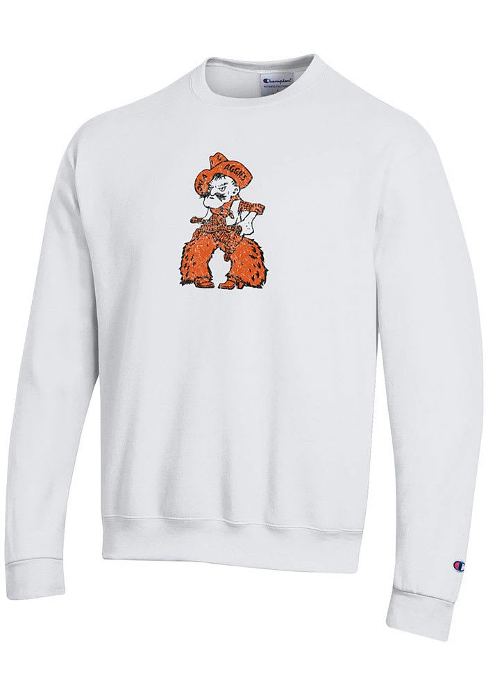 Champion Oklahoma State Cowboys Mens White Powerblend Long Sleeve Crew Sweatshirt