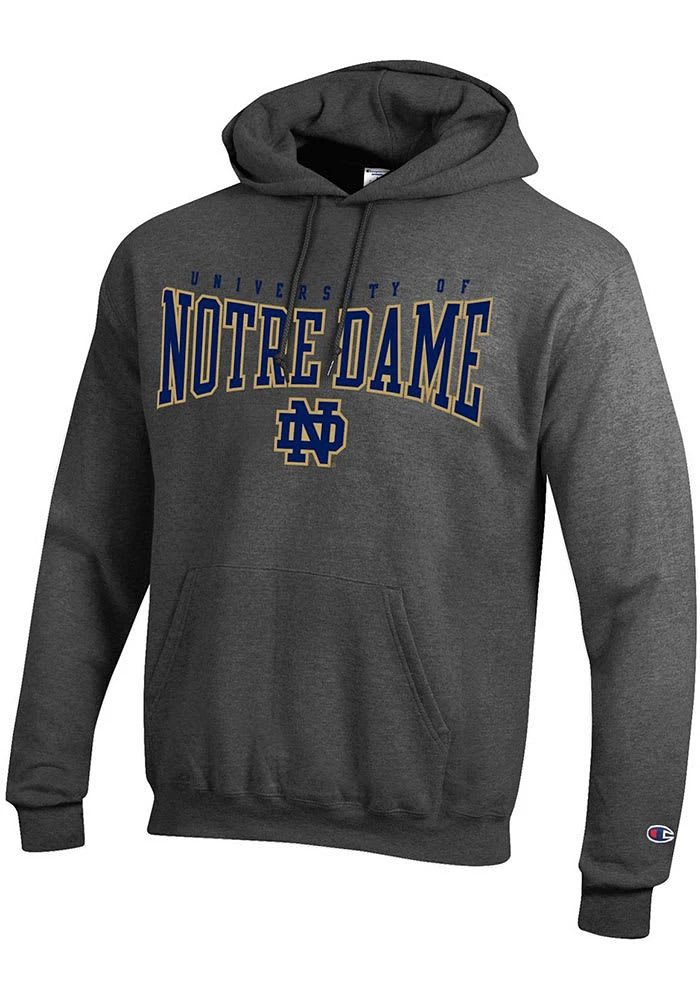 Champion Notre Dame Fighting Irish Mens Grey Wordmark Long Sleeve Hoodie