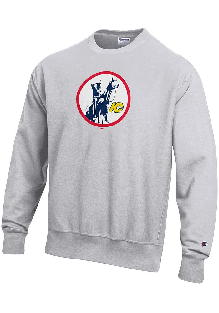 Champion Kansas City Scouts Mens Grey LOGO Long Sleeve Crew Sweatshirt