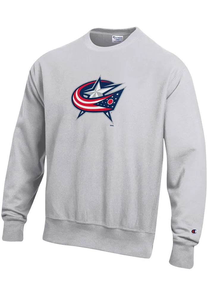 Champion Columbus Blue Jackets Mens Grey LOGO Long Sleeve Crew Sweatshirt