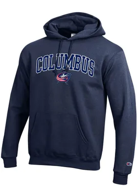 Champion Columbus Blue Jackets Mens Navy Powerblend Design Long Sleeve Hoodie