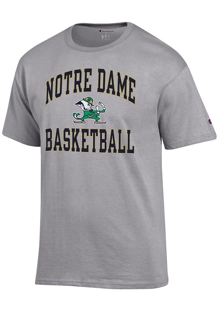 Champion Notre Dame Fighting Irish Grey Number One Graphic Basketball Short Sleeve T Shirt